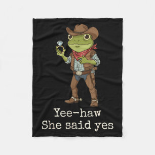 Funny Frog Western Engagement Matching Couples Tee Fleece Blanket