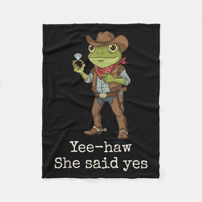 Funny Frog Western Engagement Matching Couples Tee Fleece Blanket (Front)