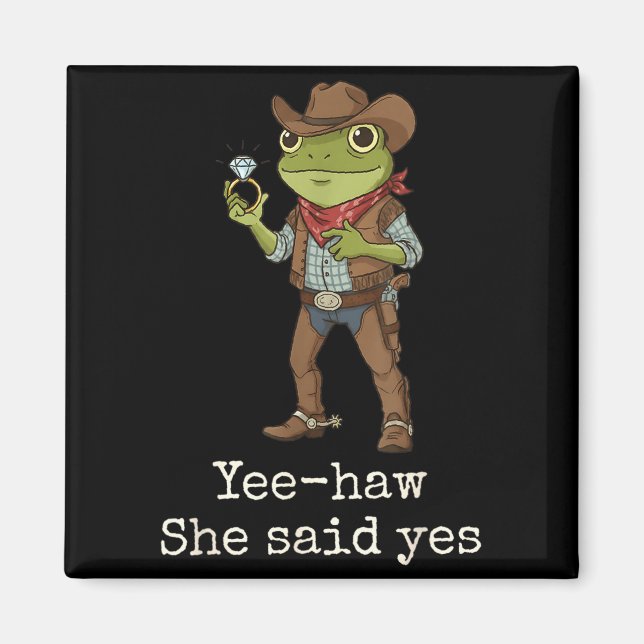 Funny Frog Western Engagement Matching Couples Tee Magnet (Front)