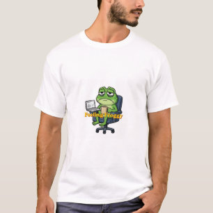 Funny Frog with Coffee Laptop Graphic Tee