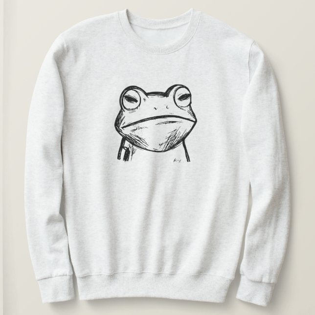 Funny Frog with Grumpy Face Sweatshirt (Design Front)