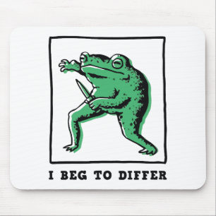Funny Frog with Knife – "I Beg to Differ" Meme Mouse Pad