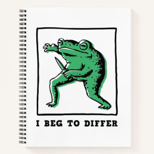 Funny Frog with Knife – "I Beg to Differ" Meme Notebook