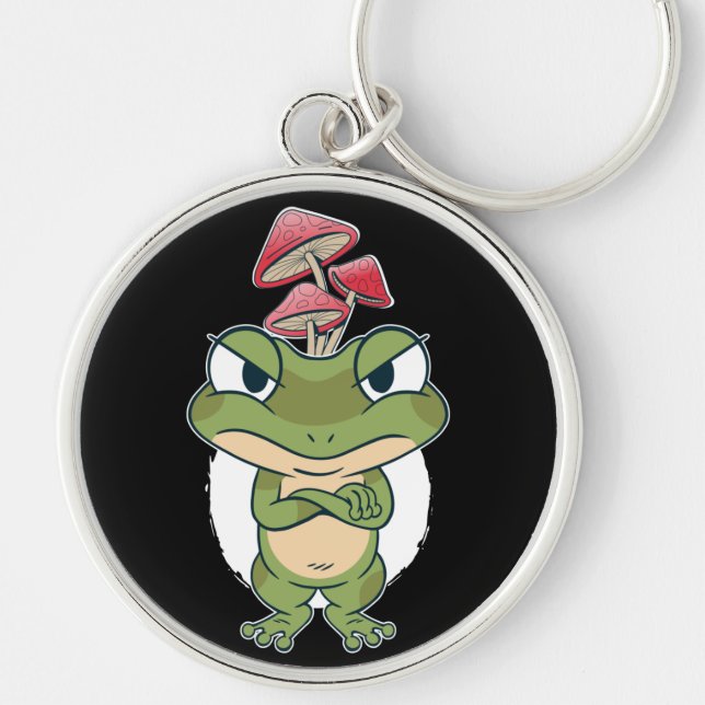Funny Frog with mushrooms Keychain (Front)