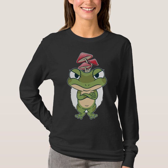 Funny Frog with mushrooms T-Shirt (Front)