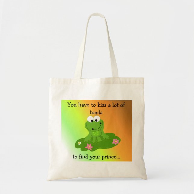 Funny Frog with Saying Tote Bag (Front)