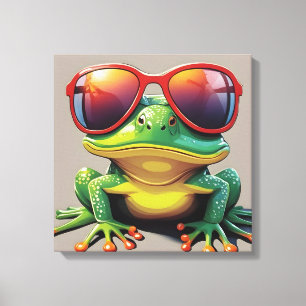 Funny frog with sunglasses canvas print
