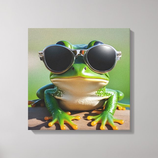 Funny frog with sunglasses canvas print (Front)