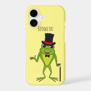 Funny frog with top hat cartoon