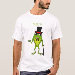 Funny frog with top hat cartoon