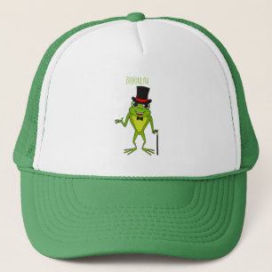 Funny frog with top hat cartoon