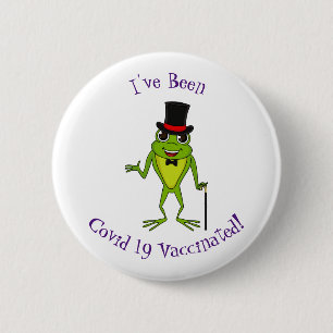 Funny frog with top hat cartoon 2 inch round button