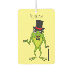 Funny frog with top hat cartoon air freshener