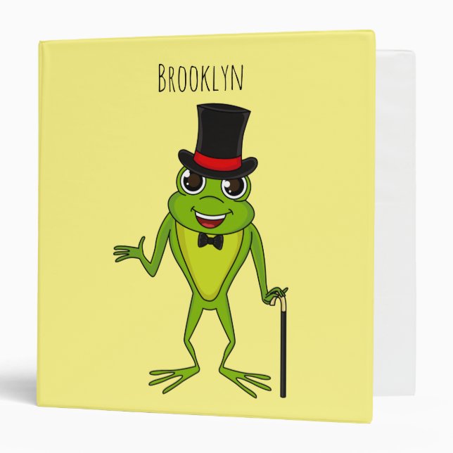 Funny frog with top hat cartoon binder (Front/Inside)