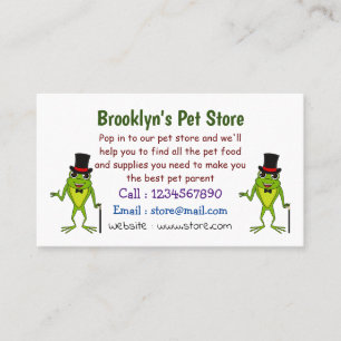 Funny frog with top hat cartoon business card
