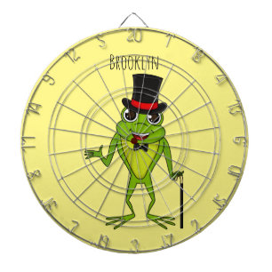 Funny frog with top hat cartoon dartboard