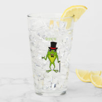 Funny frog with top hat cartoon