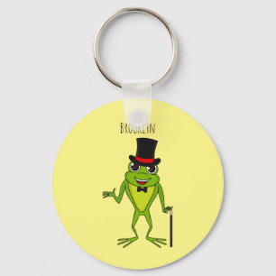 Funny frog with top hat cartoon keychain