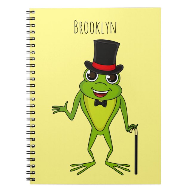 Funny frog with top hat cartoon notebook (Front)