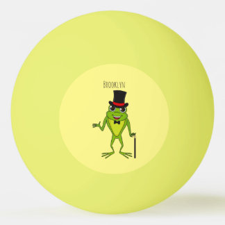 Funny frog with top hat cartoon ping pong ball