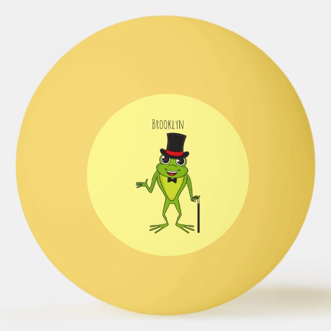Funny frog with top hat cartoon ping pong ball (Front)