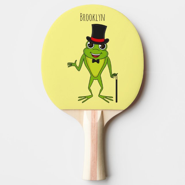 Funny frog with top hat cartoon ping pong paddle (Front)