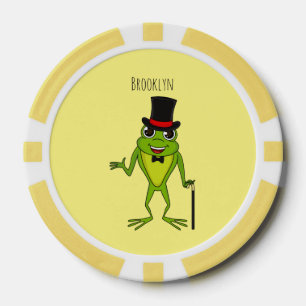 Funny frog with top hat cartoon poker chips