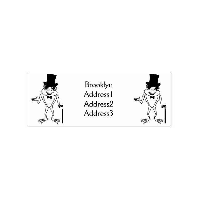 Funny frog with top hat cartoon rubber stamp (Imprint)
