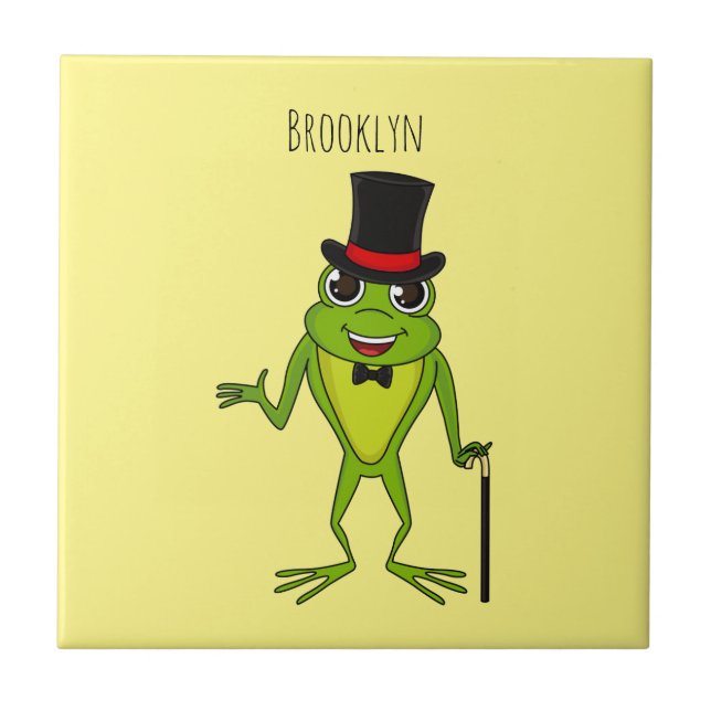 Funny frog with top hat cartoon tile (Front)