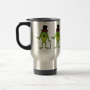 Funny frog with top hat cartoon travel mug