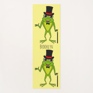 Funny frog with top hat cartoon yoga mat
