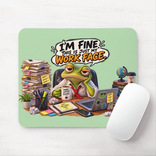 Funny Frog Work Face Mousepad - Desk Decor (With Mouse)
