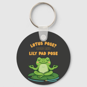 Funny Frog Yoga Cartoon Lotus Lily Pad Pose Design Keychain