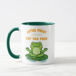 Funny Frog Yoga Cartoon Lotus Lily Pad Pose Design Mug