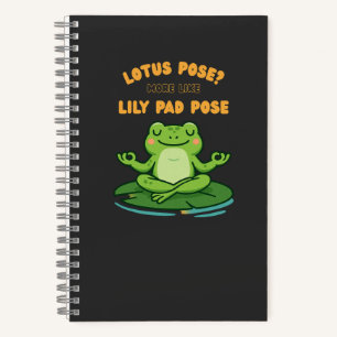 Funny Frog Yoga Cartoon Lotus Lily Pad Pose Design Notebook