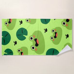 Funny frogs beach towel