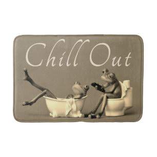 FUNNY FROGS CHILL OUT. SPA TIME. BEIGE BATH MAT
