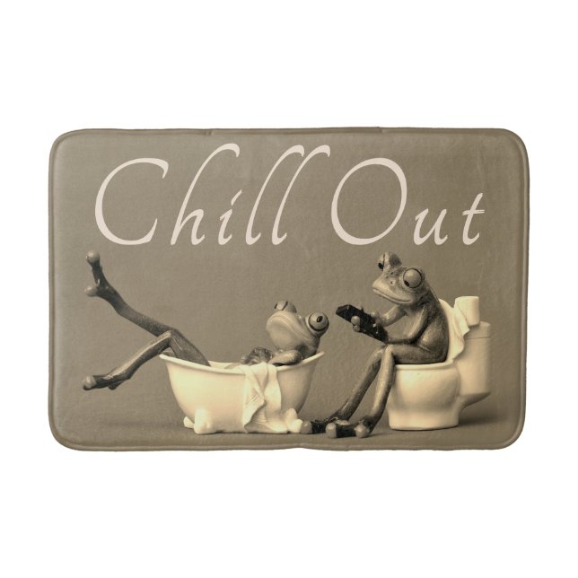 FUNNY FROGS CHILL OUT. SPA TIME. BEIGE BATH MAT (Front)