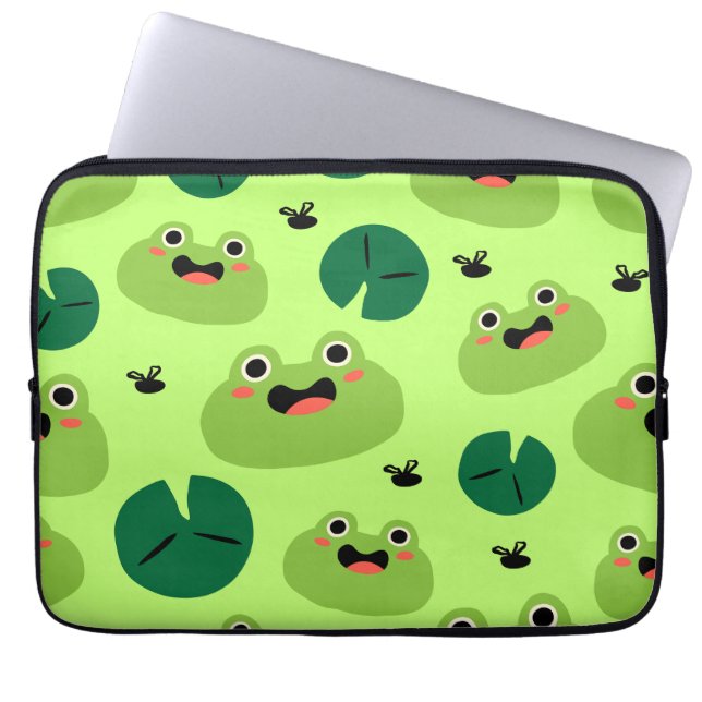 Funny frogs laptop sleeve (Front)