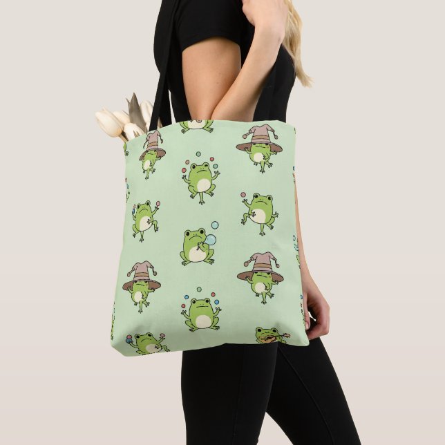 Funny Frogs on the Go Tote Bag (Close Up)