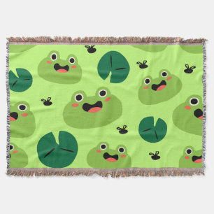 Funny frogs throw blanket