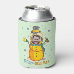 Funny Frosty Beer Man Humour Custom Photo Christma Can Cooler