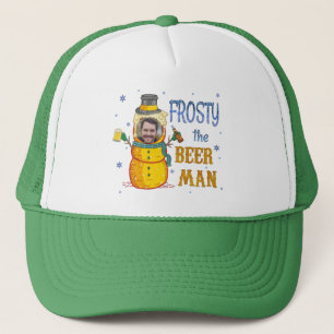 Funny Frosty Beer Man Humour Custom Photo Christma Trucker Hat