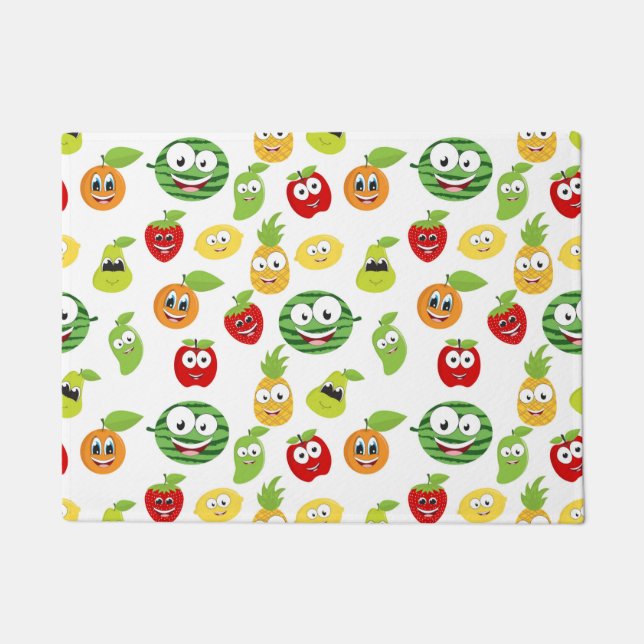 Funny Fruit Gums With Faces Pattern Doormat (Front)