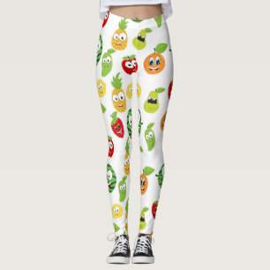 Funny Fruit Gums With Faces Pattern Leggings