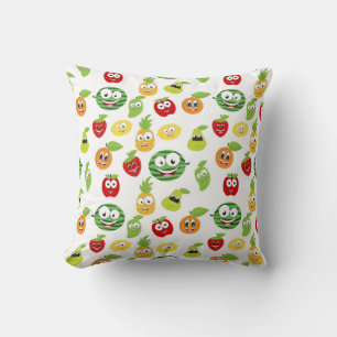 Funny Fruit Gums With Faces Pattern Throw Pillow