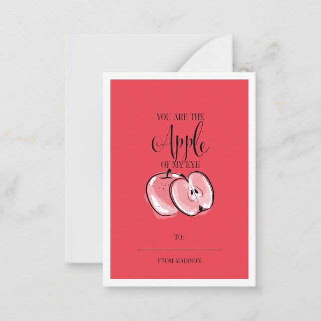 Funny Fruit Pun Apple Classroom Valentine Card (Front)