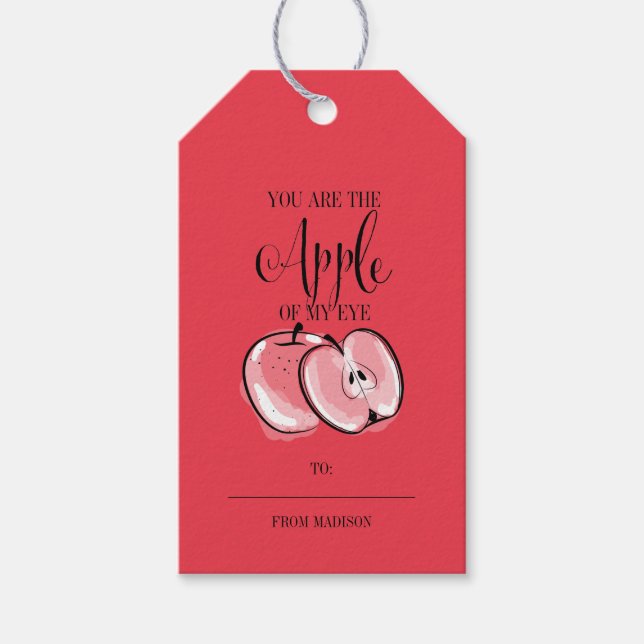 Funny Fruit Pun Apple Valentine Gift Tags (Front)