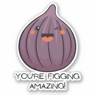 Funny fruit pun fig kawaii face for water bottle