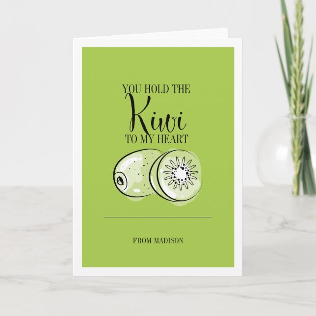 Funny Fruit Pun Kiwi Au Coeur Carte Valentine (Devant)
